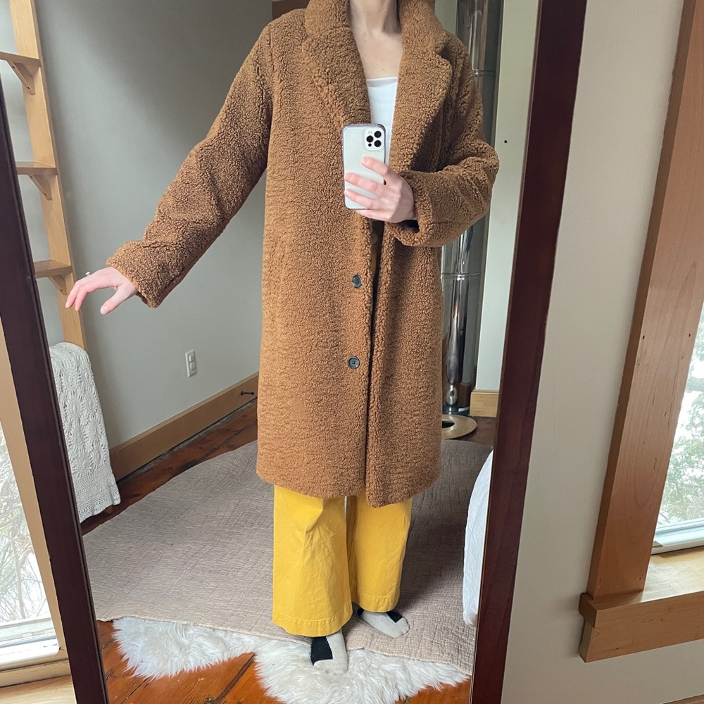 Brown fleece teddy coat S